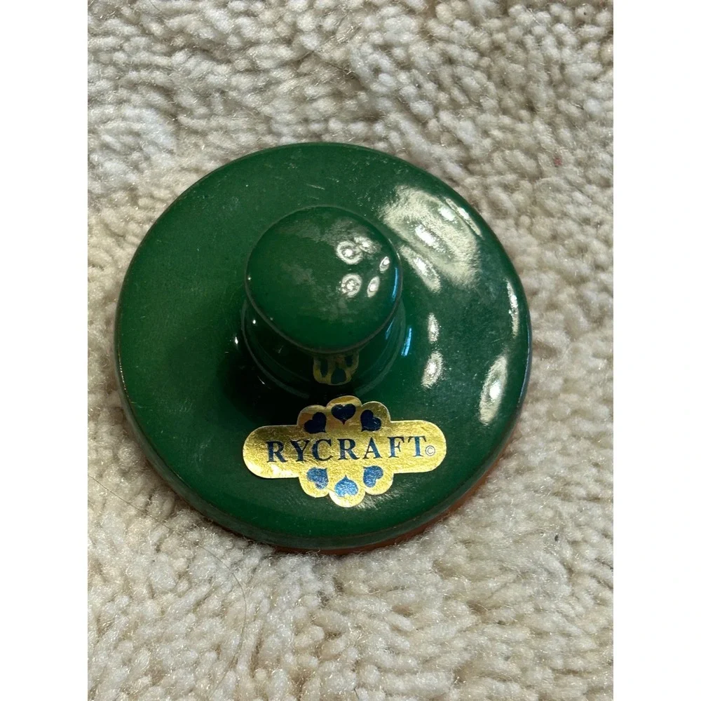 Rycraft Santa Claus Cookie Stamp Terra Cotta Christmas Cookie Press Green Handle